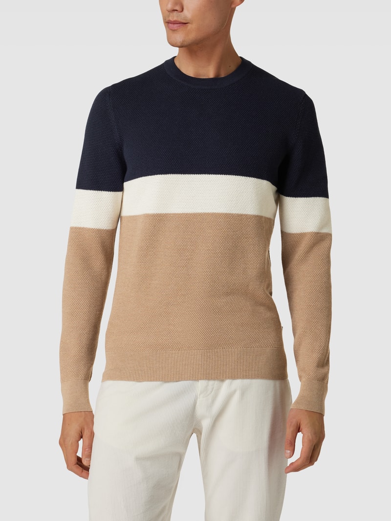 Strickpullover in Colour-Blocking-Design Modell 'Niniano' in marineblau