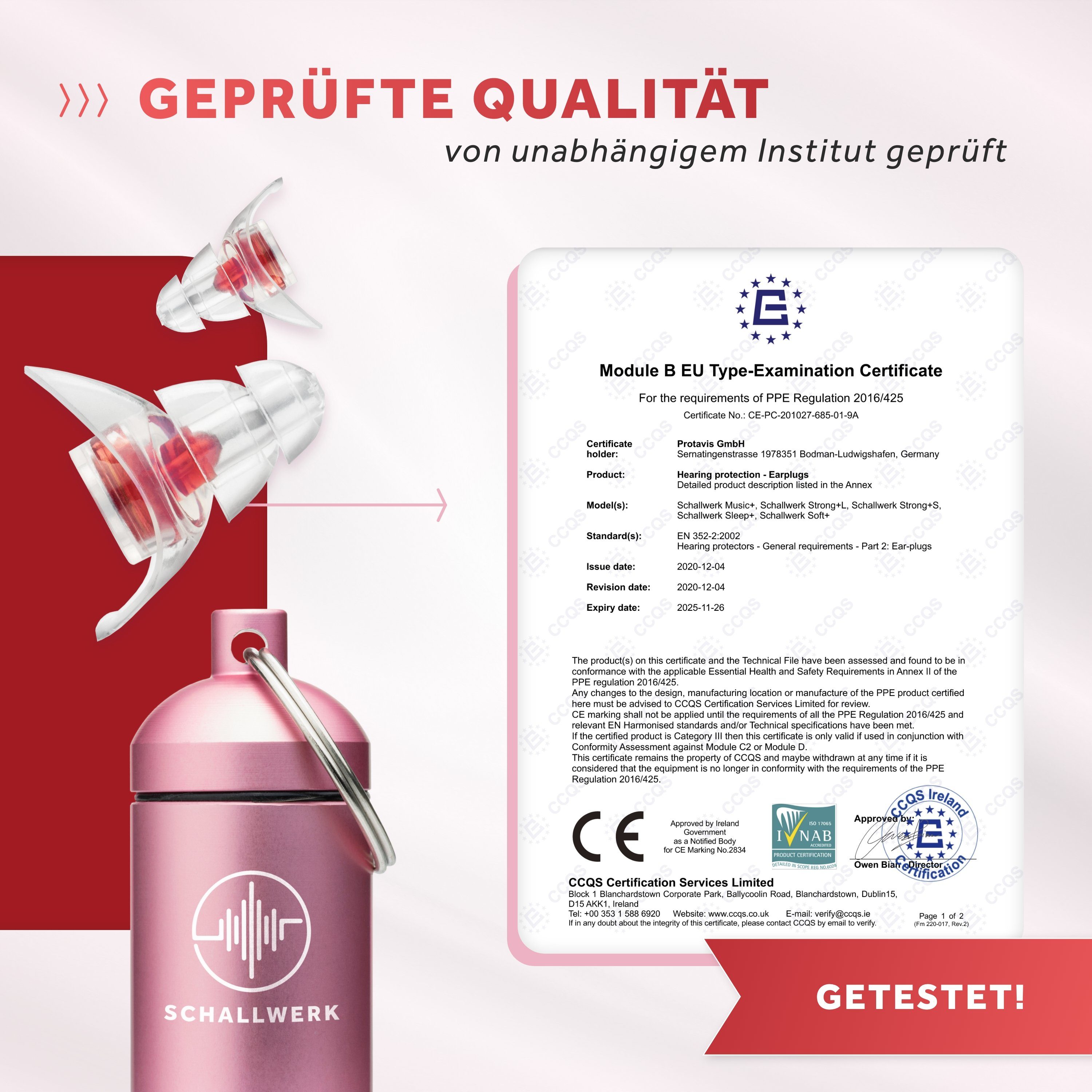 Schallwerk Gehörschutzstöpsel SCHALLWERK ® Women+ Gehörschutz Ohrstöpsel speziell für Frauen