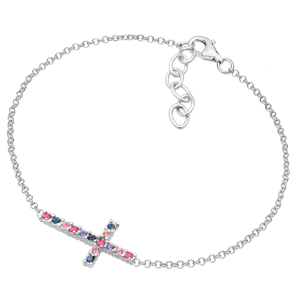 Elli Elli Bracelet Kreuz Multi-Color Kristalle 925 Silber Bracelet