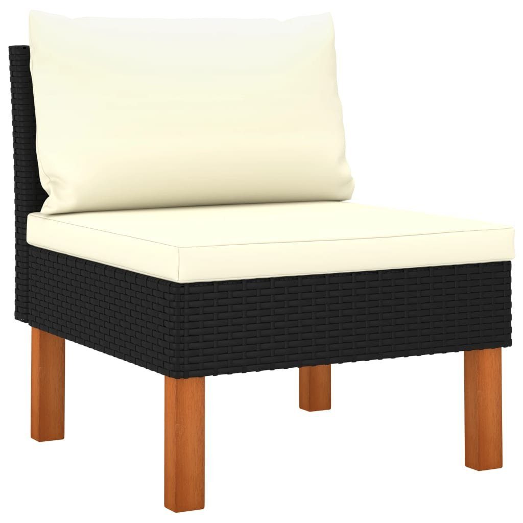 vidaXL Loungesofa 3-tlg. Garten-Lounge-Set Poly Rattan und Eukalyptus Massivholz, 1 Teile