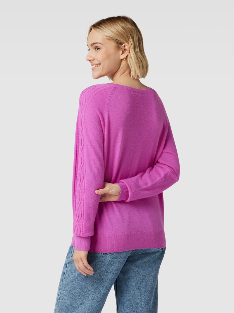 Kaschmirpullover mit Stickerei in fuchsia