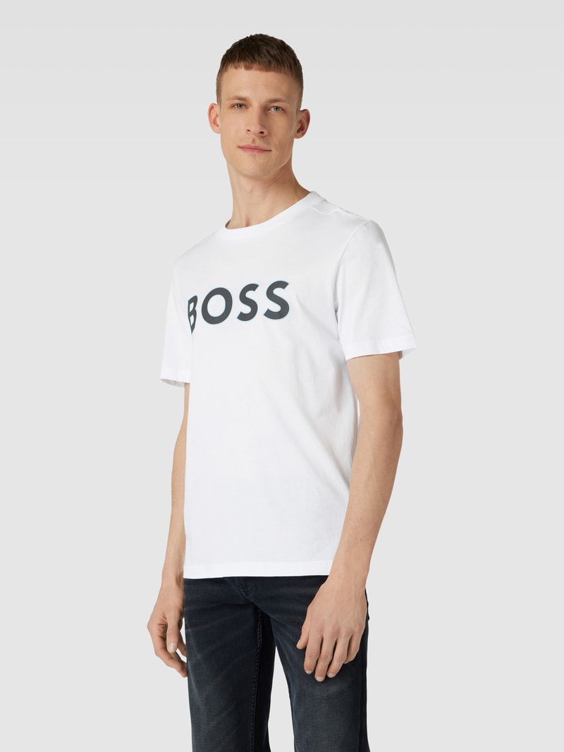 T-Shirt mit Label-Print Modell 'Tee' in weiß