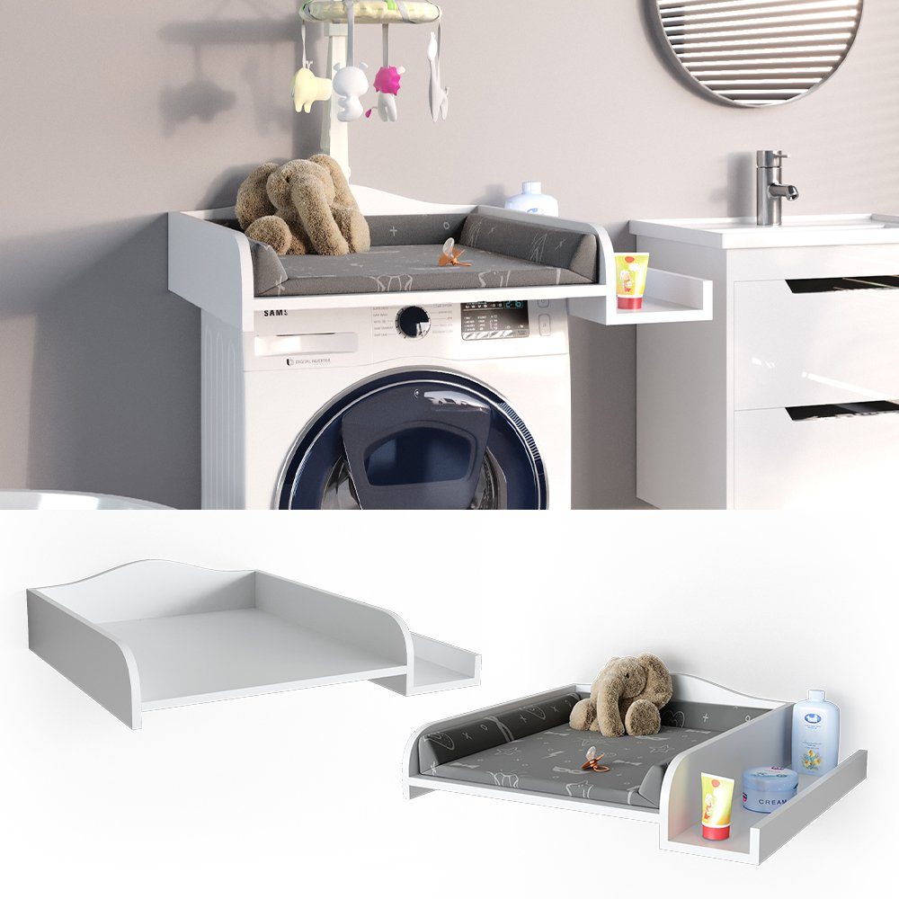 Vicco Wickelaufsatz Wickelauflage für Waschmaschine Holz Weiß
