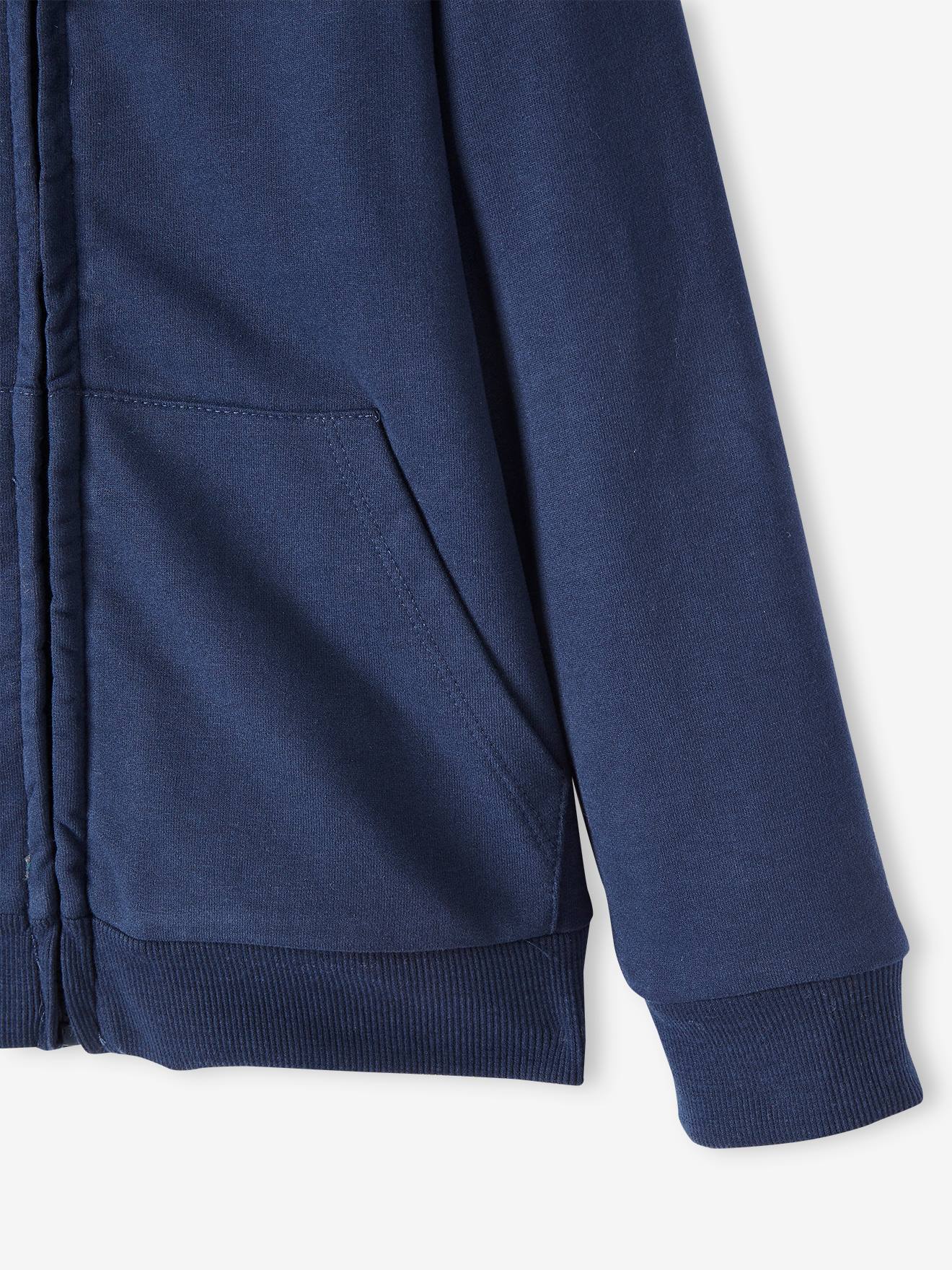 Vertbaudet Jungen Kapuzensweatjacke, Teddyfleece-Futter - grau meliert