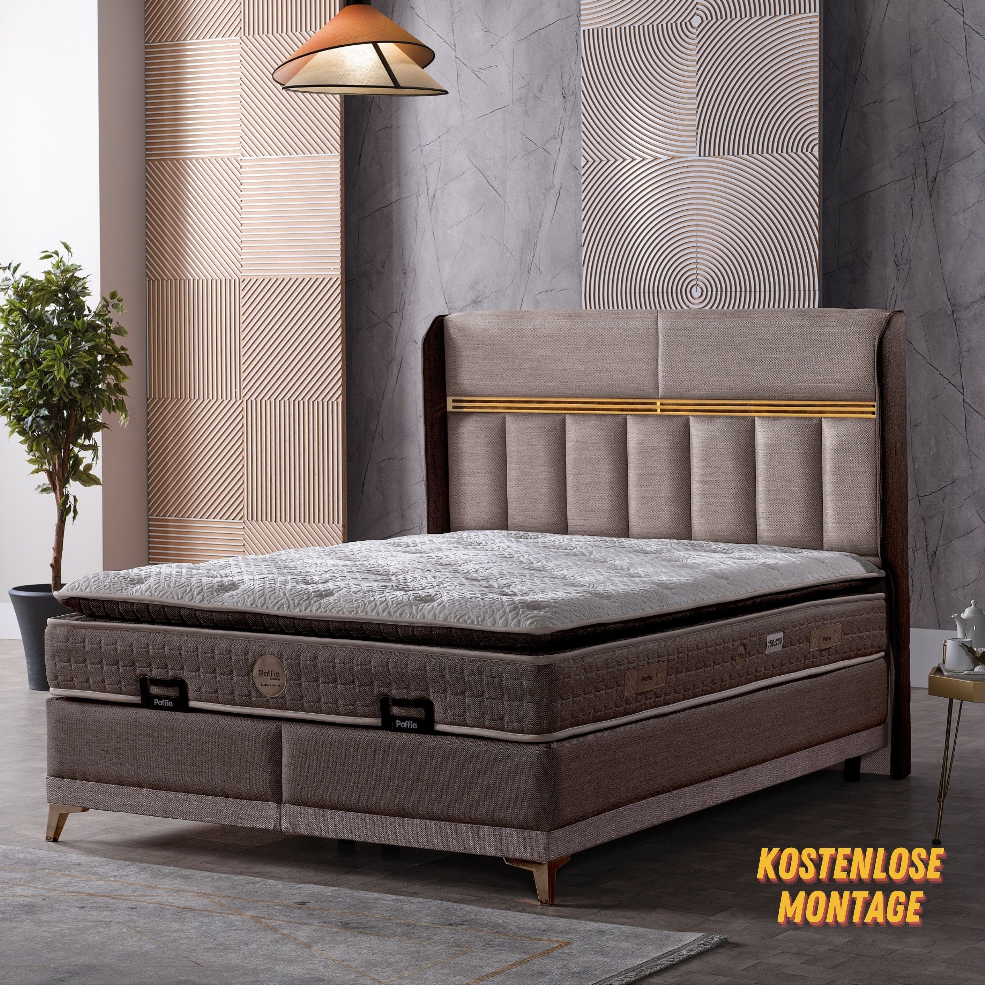 Moln Boxspringbett Boxspringbett 160x200 cm inkl. Matratze mit Topper Dolce (Bett 160x200, 2x Bettkästen + Matratze + Kopfteile), inklusive Topper