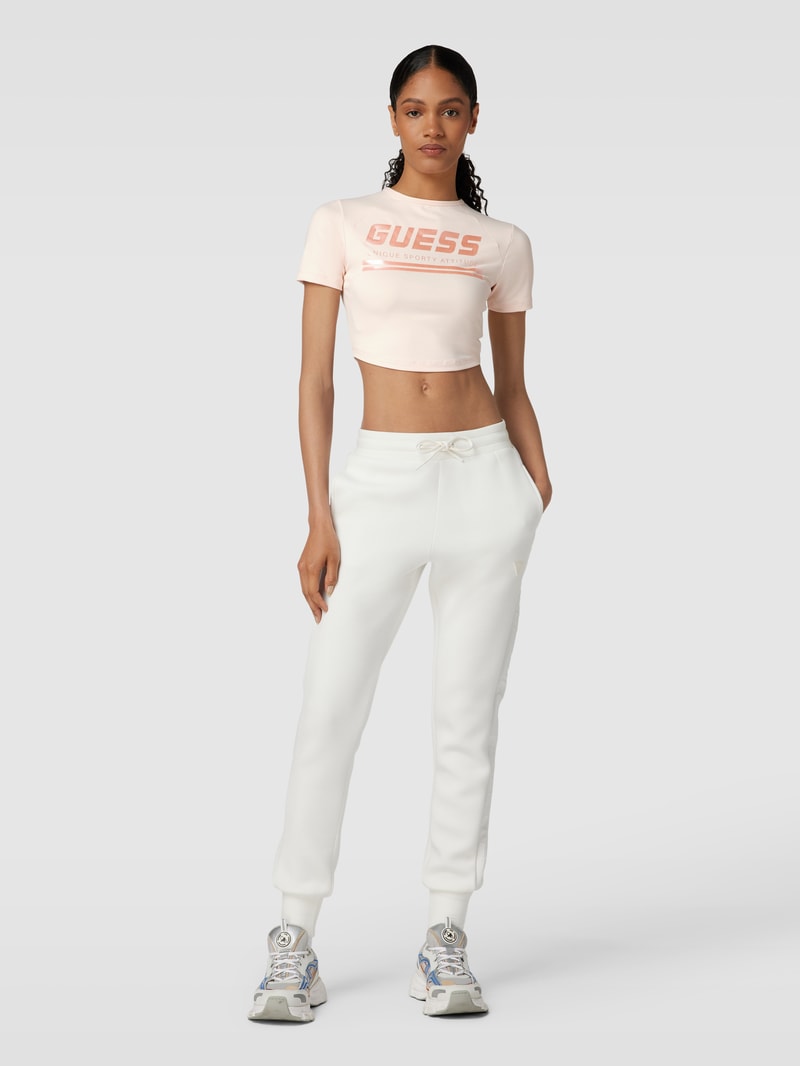 Crop T-Shirt mit Label-Print Modell 'AGGIE' in rosé