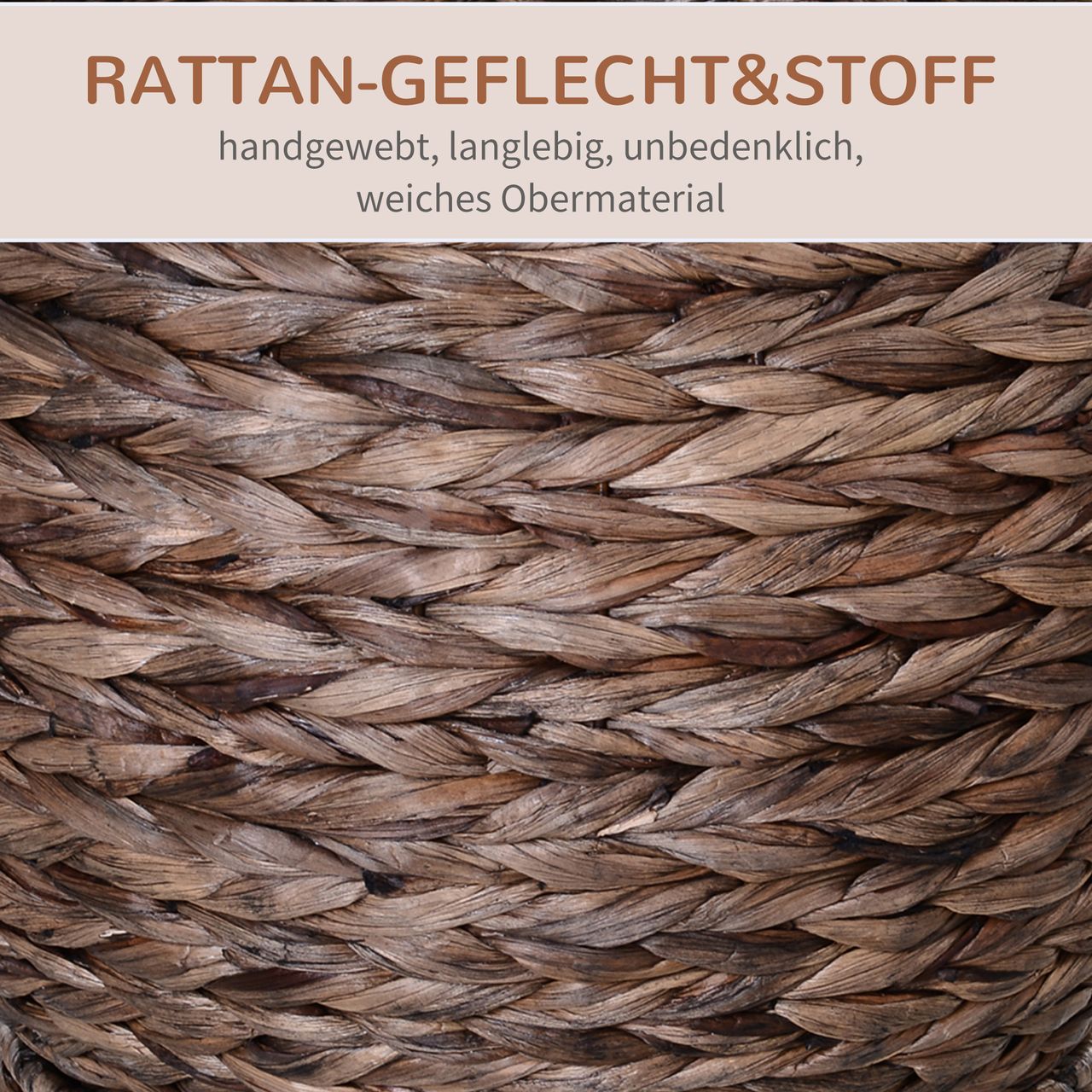 PawHut Rattan Katzenkorb Katzenhütte Katzenhöhle mit Kissen Haustierbett Braun