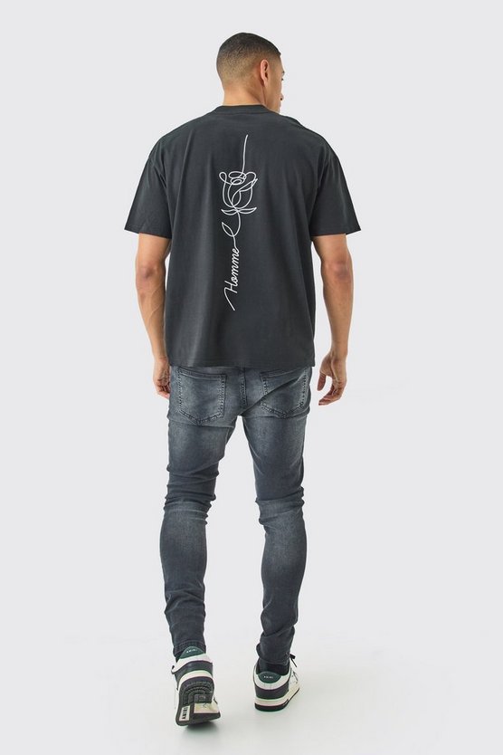 Oversize T-Shirt mit Rosen-Print