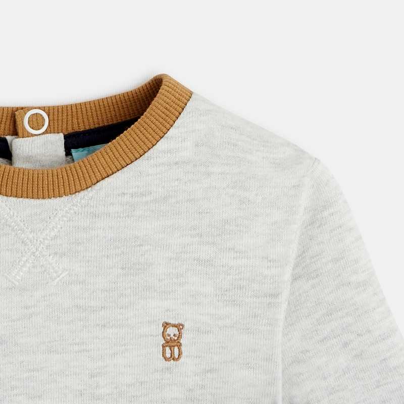 Sweat maille molleton uni gris bébé garçon