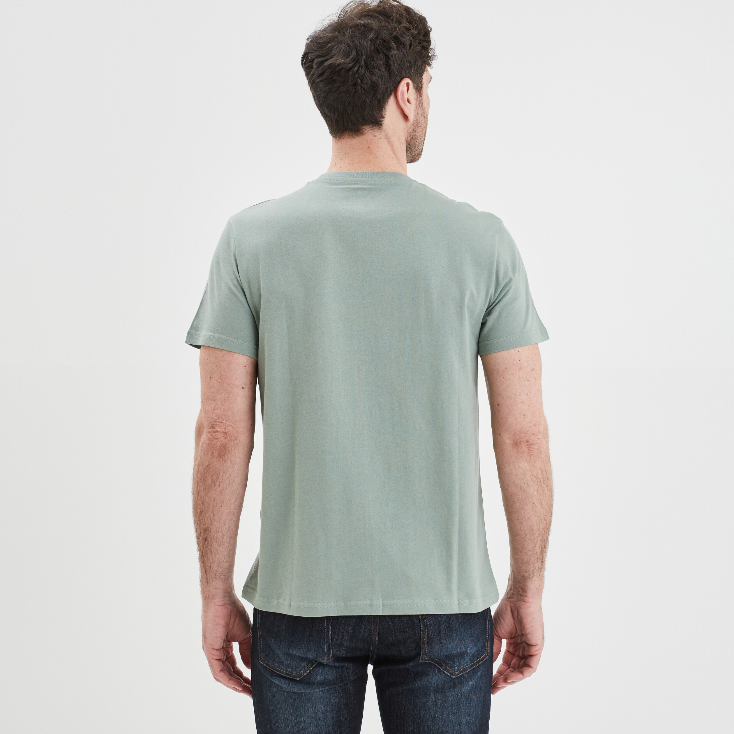 T-shirt droit manches courtes coton vert clair homme | La Halle
