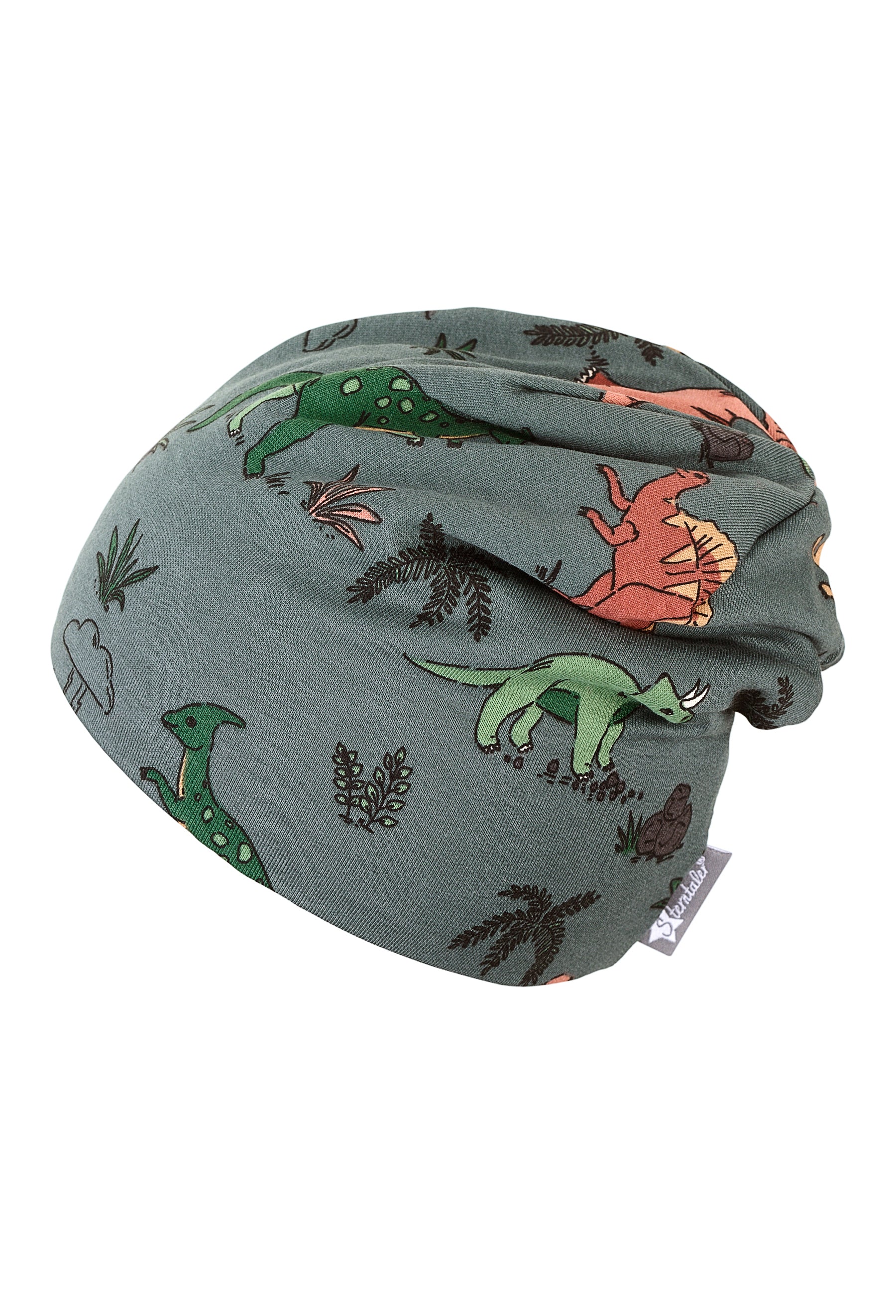 Slouch-Beanie aus Sweat mit Druck Dinos