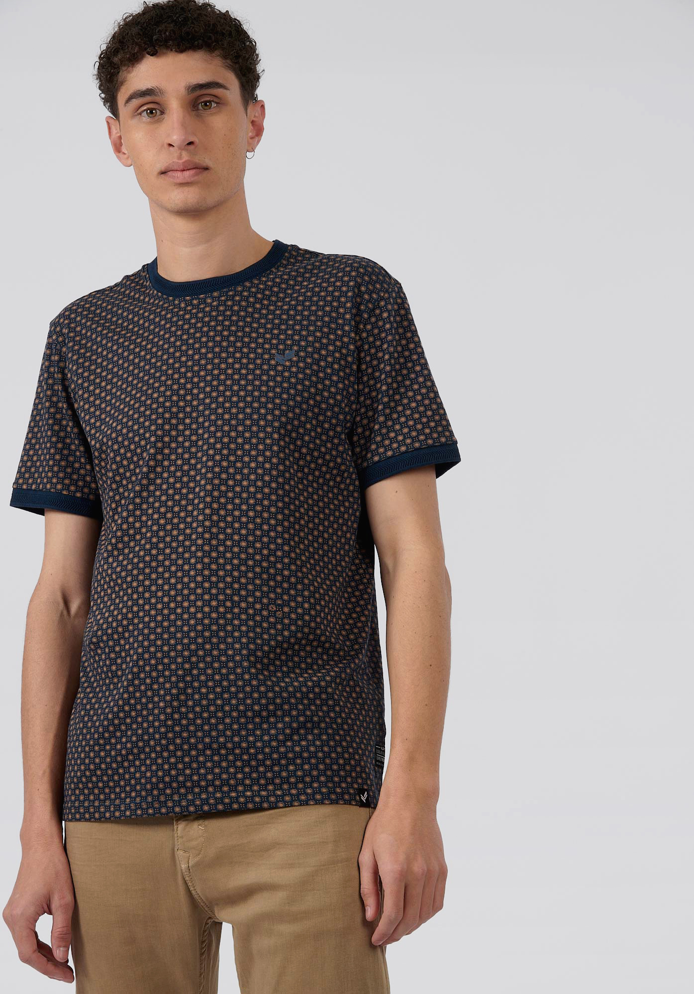 NEIL   T-shirt bleu fleuri homme 100% coton