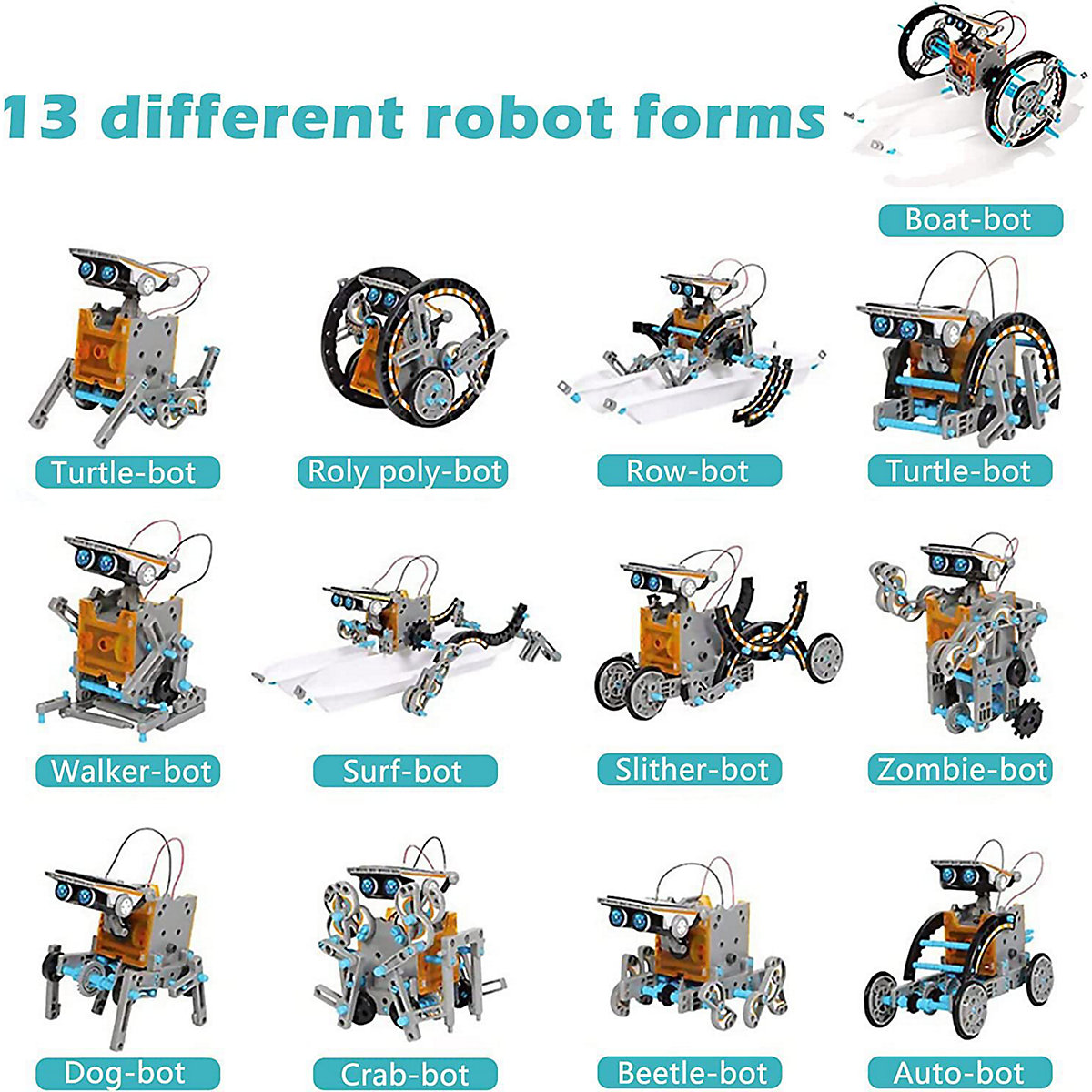 Dreizehn-in-eins-Roboter-Spielzeug für wissenschaftliche Experimente DIY-Plug-in-Montage-Lernspielzeug für Solarwissenschaften und Bildung