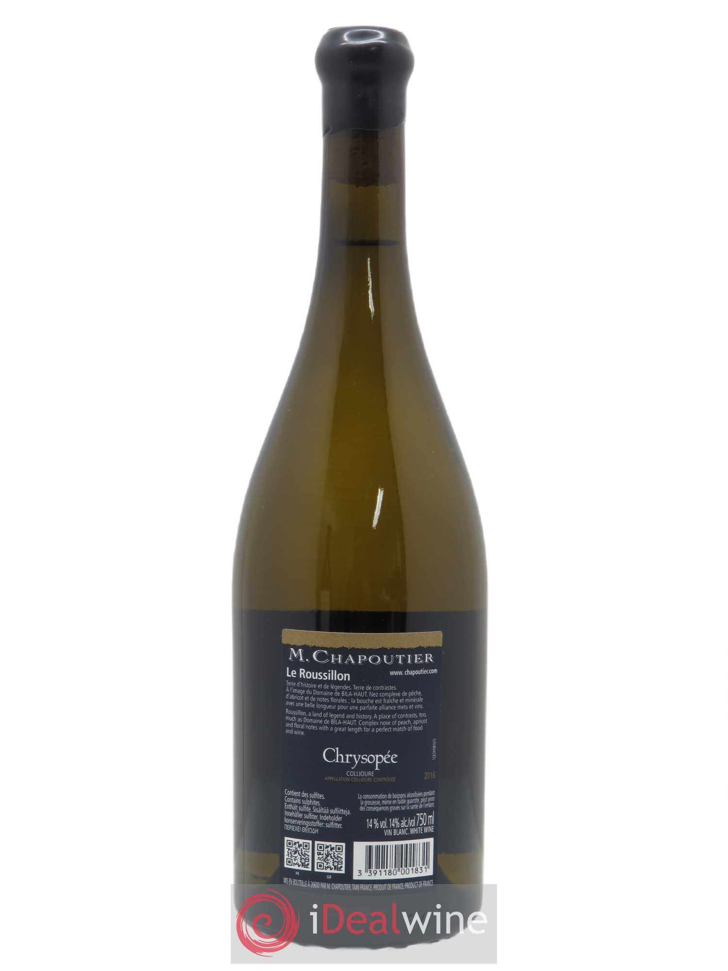 Collioure Bila-Haut (Domaine) Chrysopee Chapoutier  2016 - Lot de 1 Bouteille