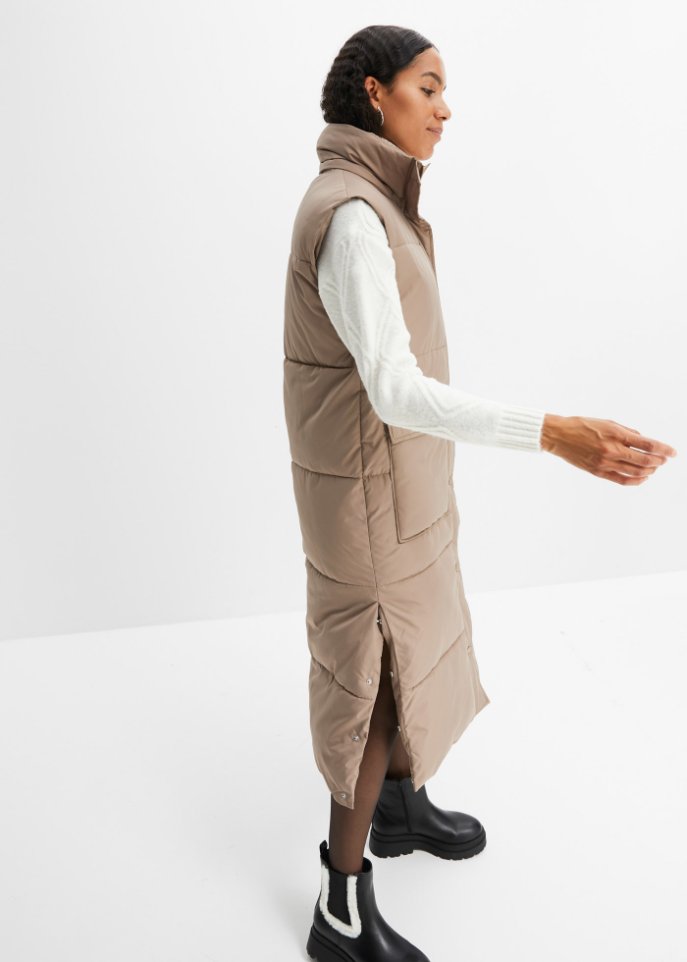 Wattierte Steppweste aus recyceltem Polyester mit abnehmbarer Kapuze