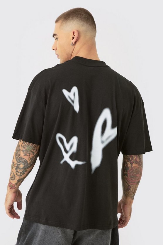 Oversize T-Shirt mit Herz-Print