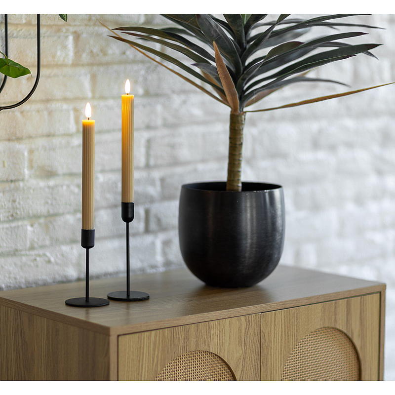 Vie Selected Kronelys 2-pk 24 cm LED rille varmgrå