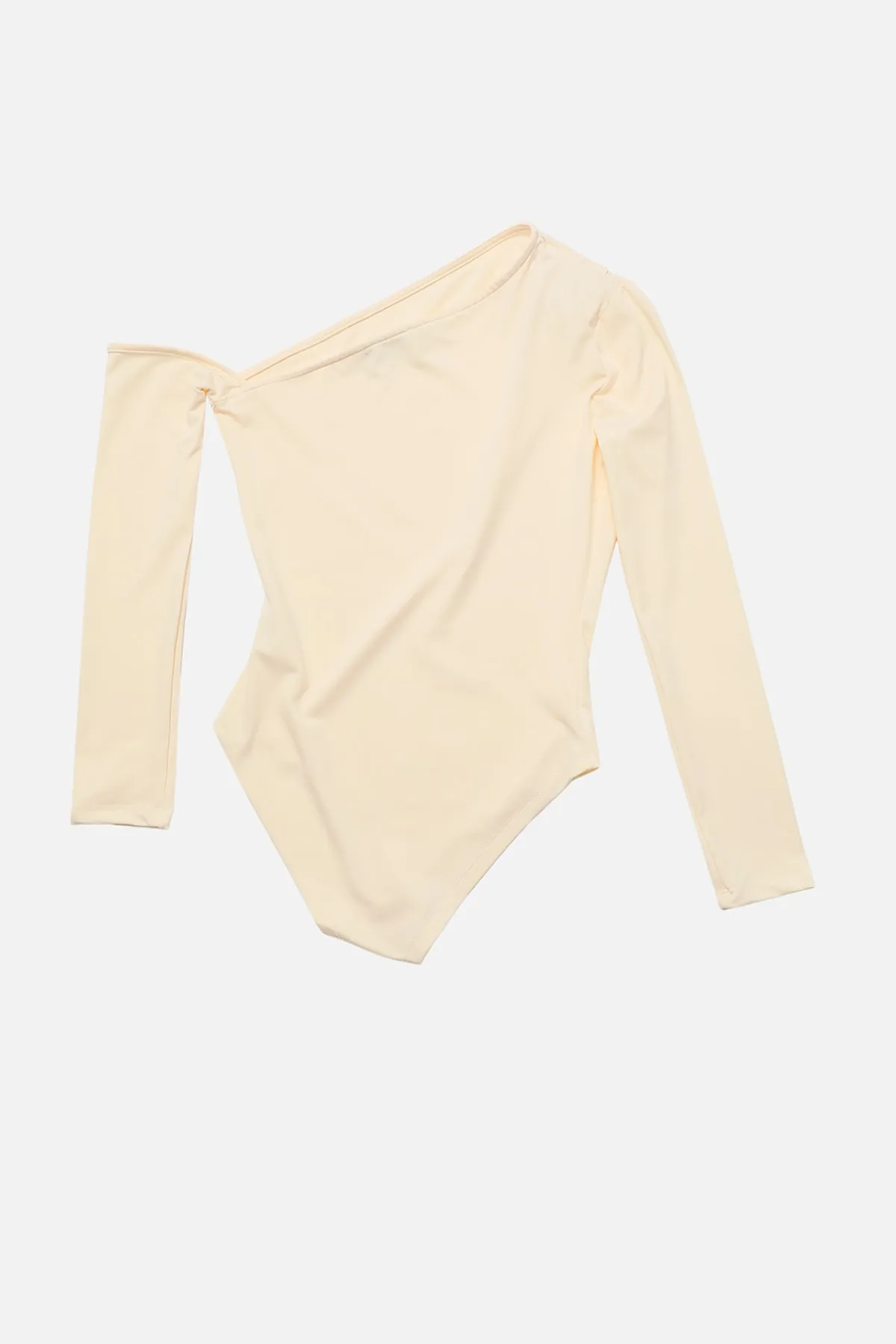Trendyol Collection  Ecrufarbener, asymmetrischer Kragen, langärmliger Stretch-Strickbody mit Druckknöpfen TWOAW22BD0080