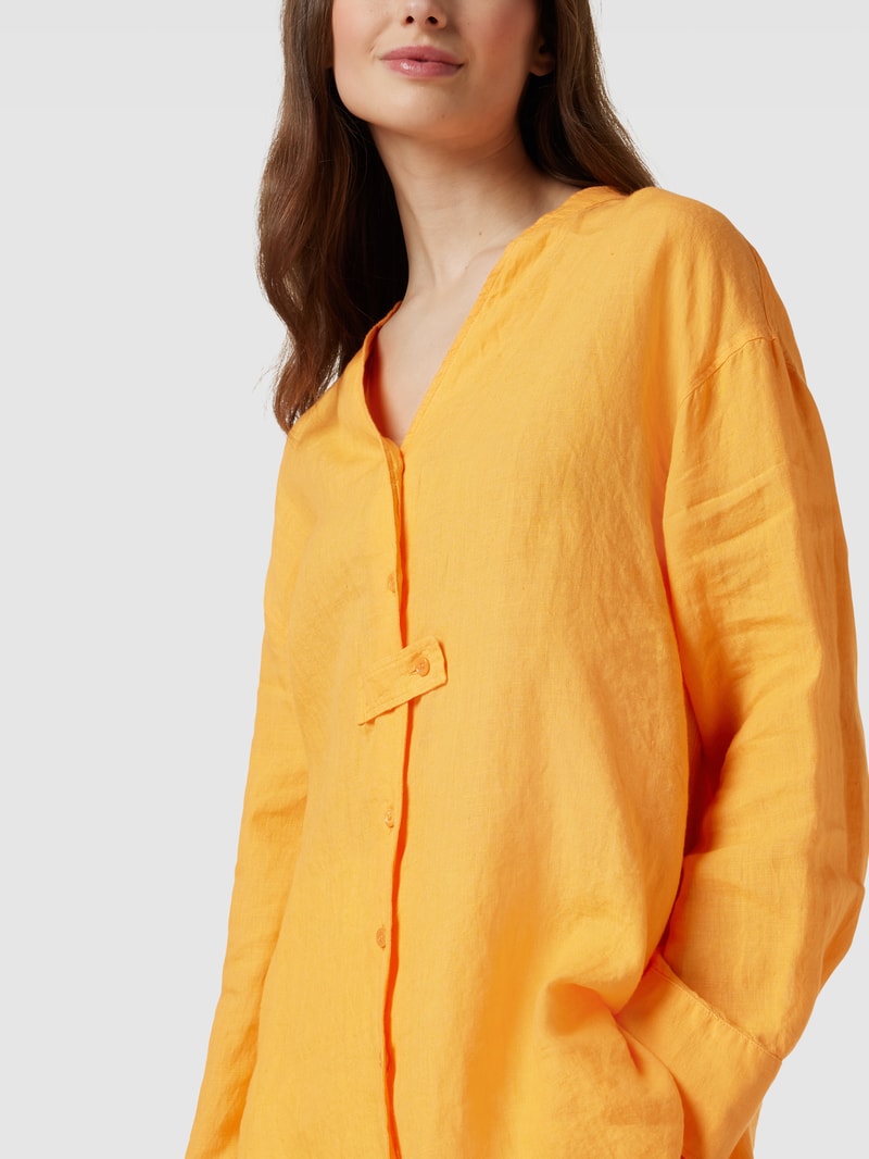 Longbluse aus reinem Leinen in orange