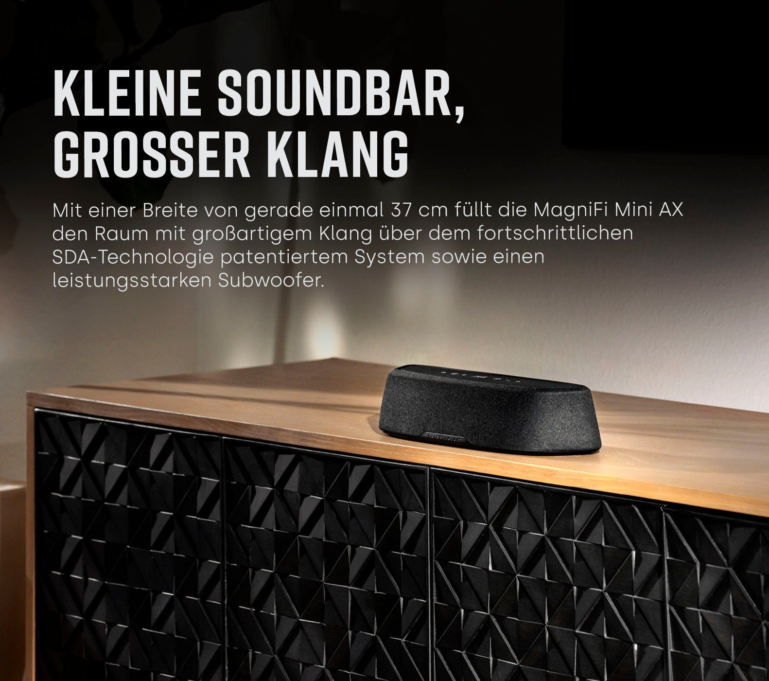 Polk Magnifi Mini AX Stereo Soundbar (Bluetooth, WLAN (WiFi), mit Wireless-Subwoofer)