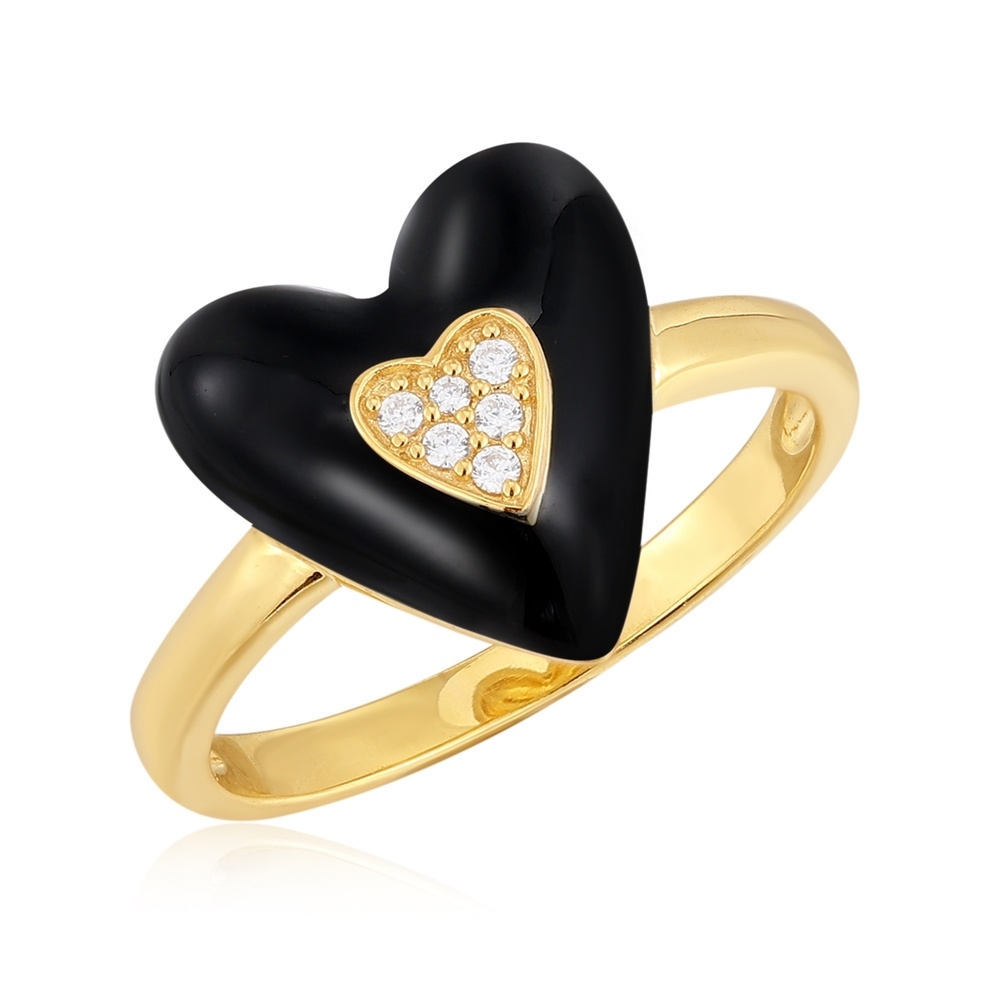 Glanzstücke München Bague Coeur Argent sterling Oxyde de zirconium (CZ) en Or jaune Bague