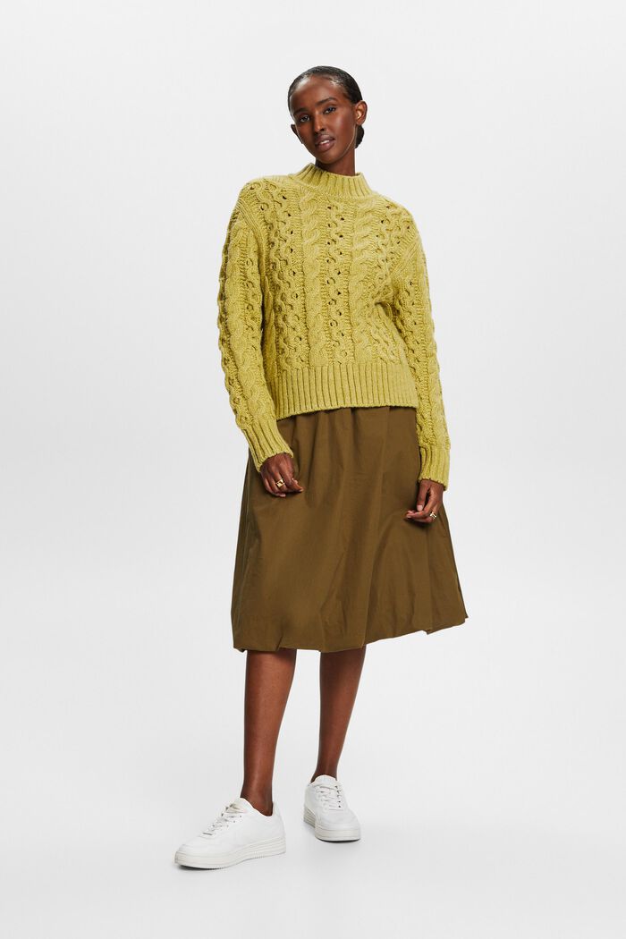 Zopfstrickpullover aus Wollmix