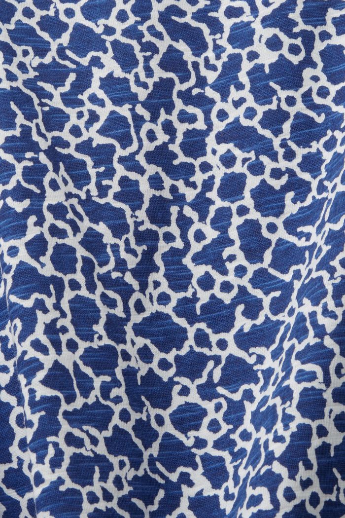 Baumwoll-T-Shirt mit V-Ausschnitt und Mosaikprint