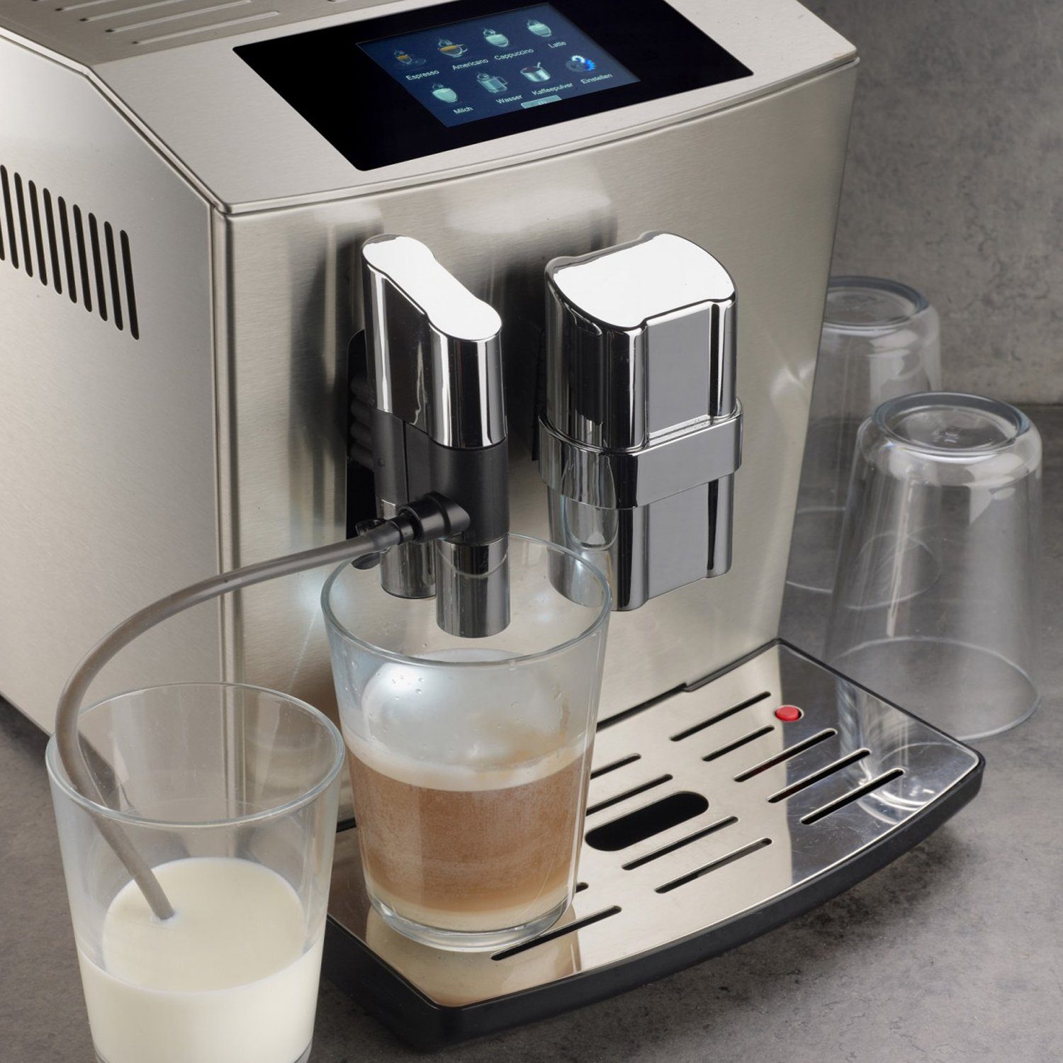 Acopino Kaffeevollautomat Acopino Modena One Touch, One Touch Kaffeevollautomat mit gebürstetem Edelstahlgehäuse
