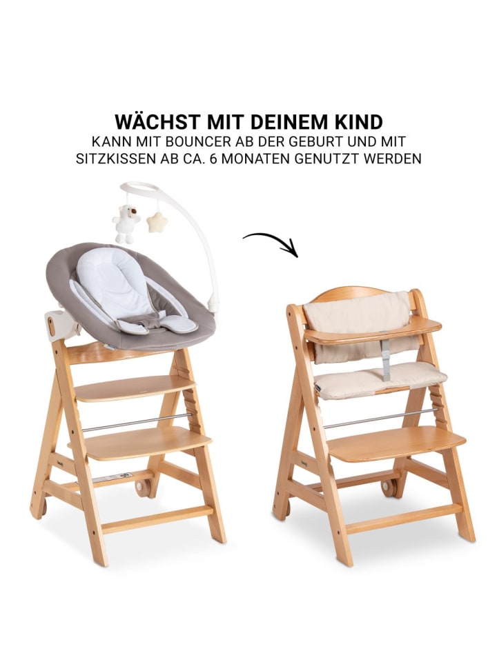 Hauck Beta Plus Natural 5-tlg. Newborn Set - Hochstuhl   in beige,braun günstig kaufen onesize