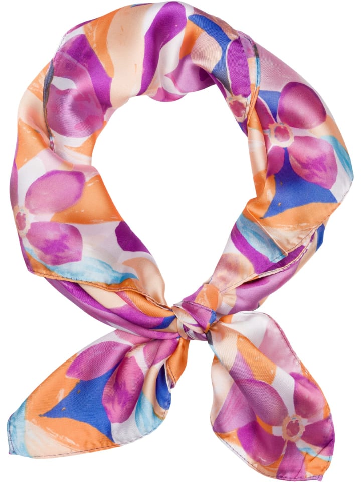 styleBREAKER Halstuch mit Blumen Muster in Violett-Orange-Blau günstig kaufen onesize
