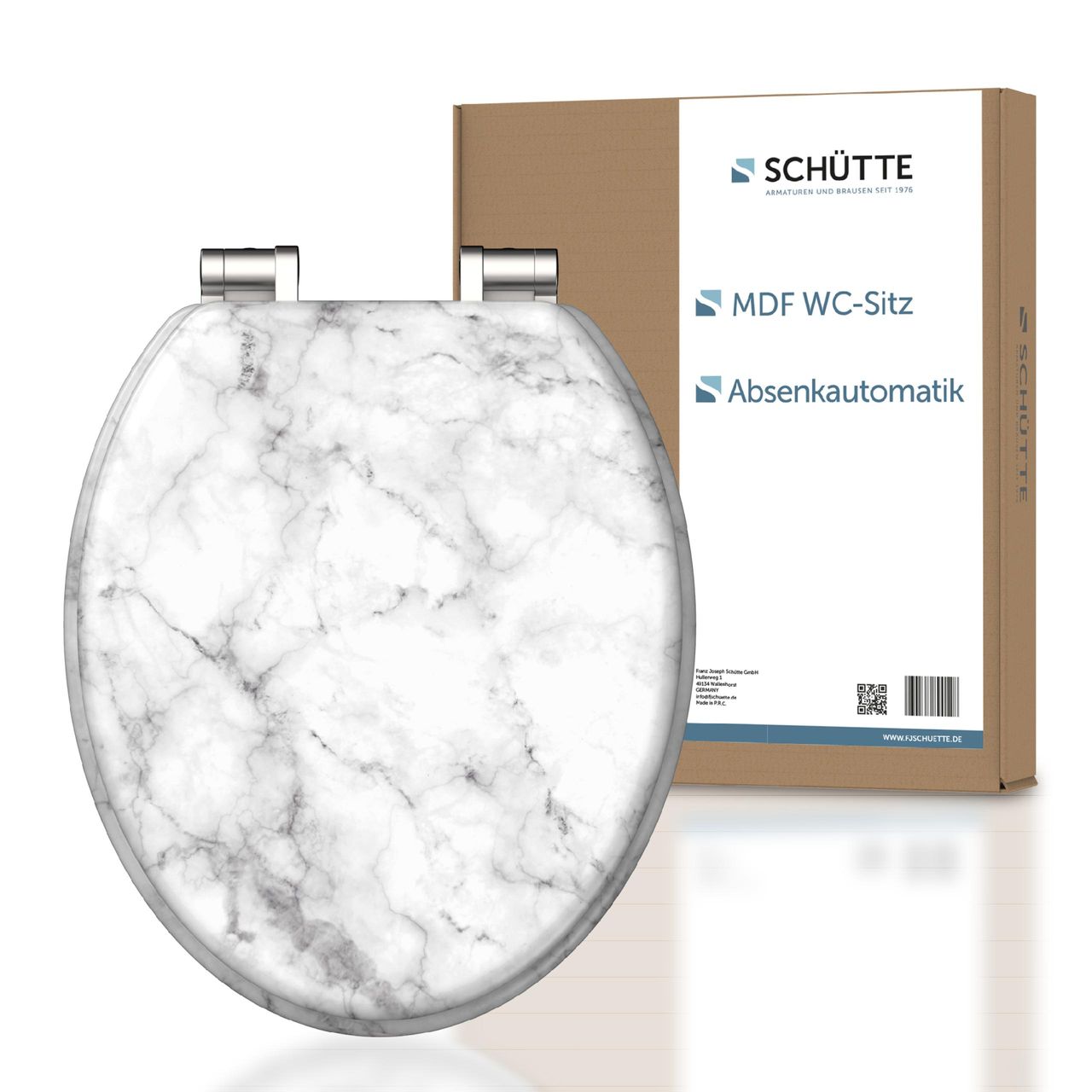 Schütte MDF WC Sitz MARMOR STONE Toilettendeckel mit Absenkautomatik, Holzkern