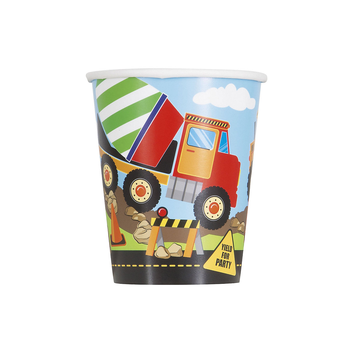 Papp-Partybecher/Trinkbecher Baufahrzeuge, 256 ml, 8 Stück