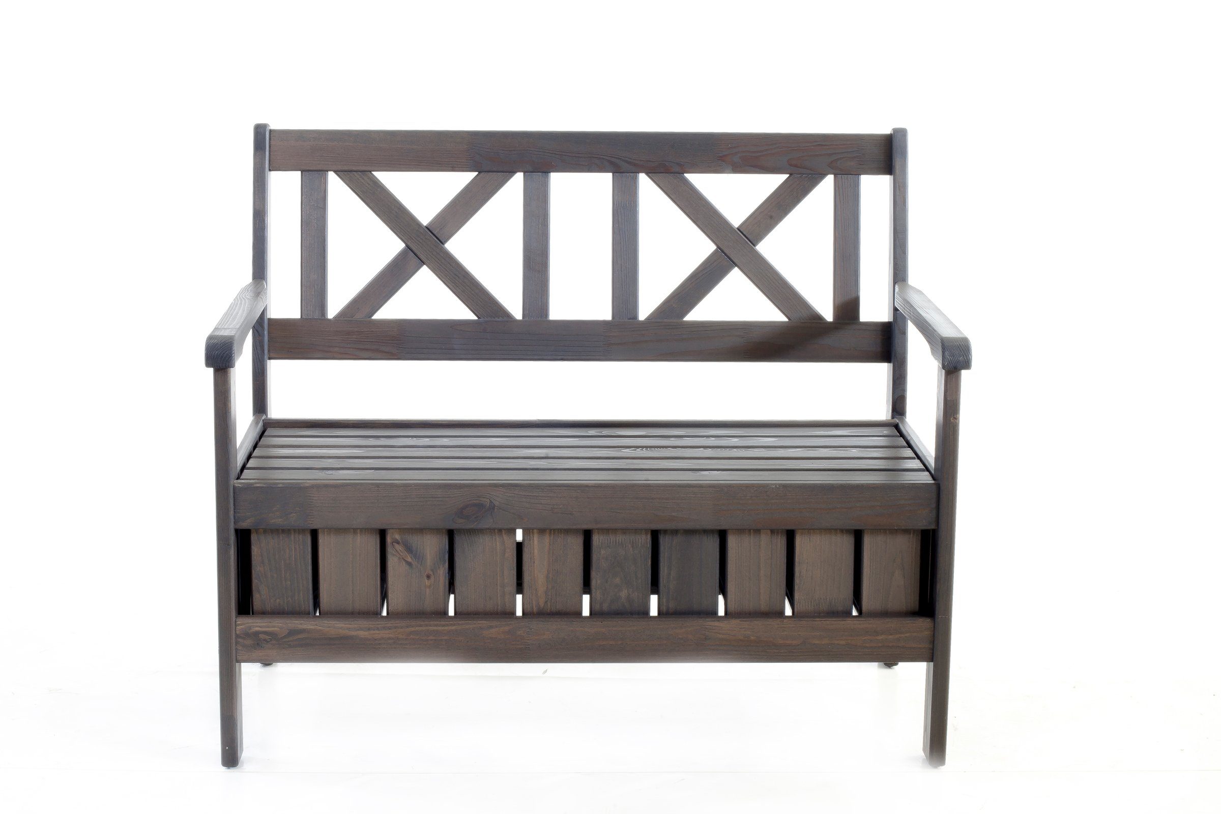 Home Feeling Gartenbank 2er Massivholz Truhenbank EVJE, ca. 108x63x88 cm, Taupegrau