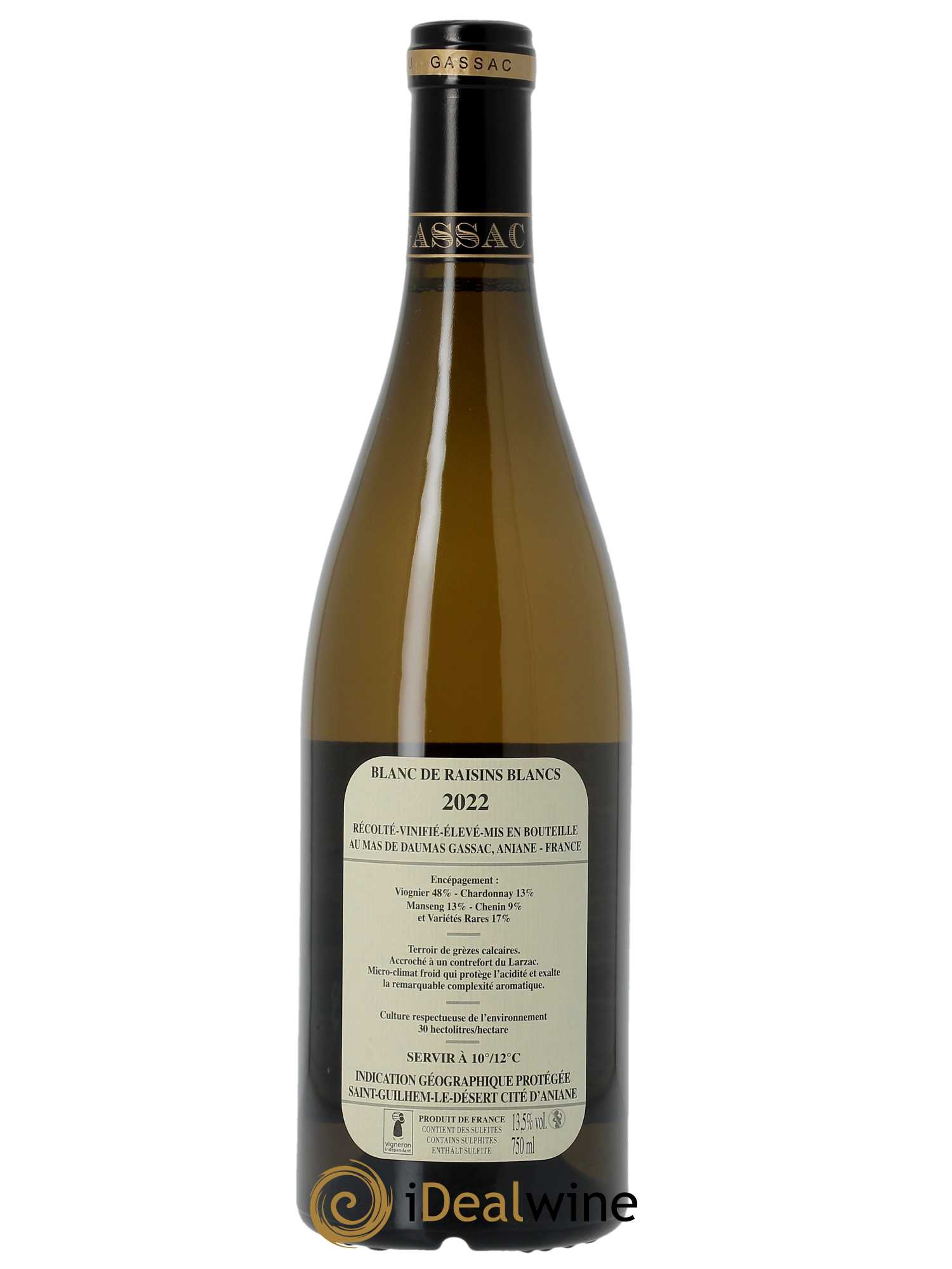 IGP St Guilhem-le-Désert - Cité d'Aniane Mas Daumas Gassac Famille Guibert de La Vaissière  2022 - Lot de 1 Bouteille