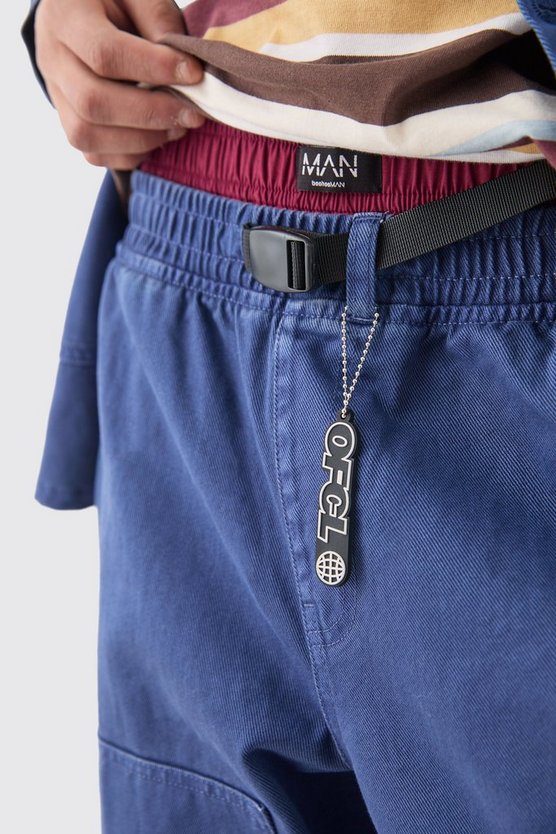 Lockere Jeans mit elastischem Bund in Dunkelblau