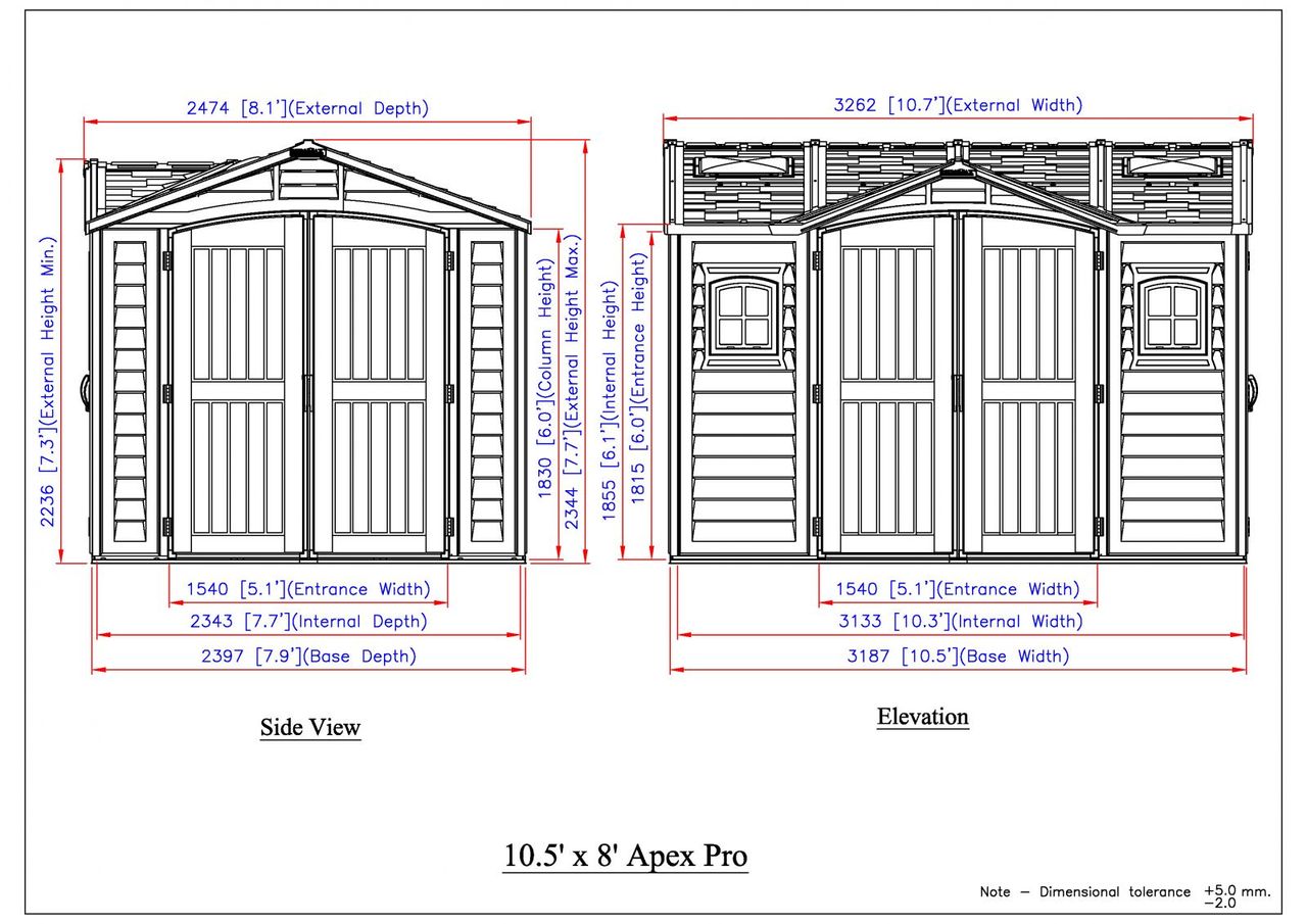 Duramax Kunststoffgerätehaus Apex Pro 10.5'x8', 7,6 m² - Grau   Bodenkonstruktion DURAMAX 40116