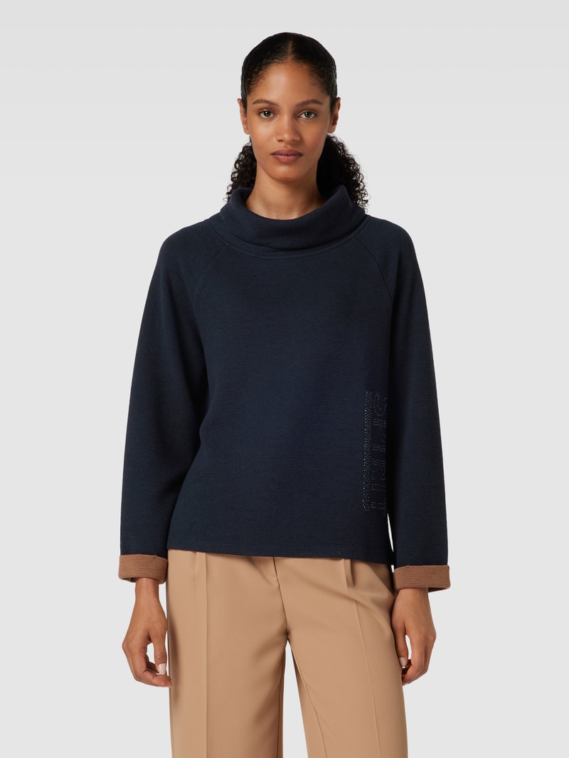 Pullover mit Ziersteinbesatz in marineblau