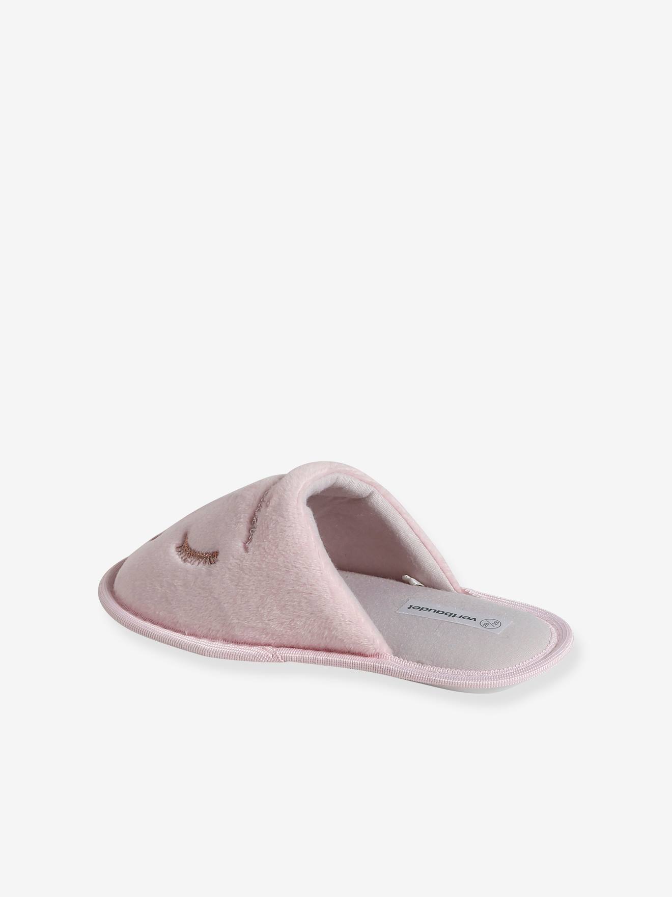 Vertbaudet Mädchen Stoff-Hausschuhe mit Einhorn - rosa
