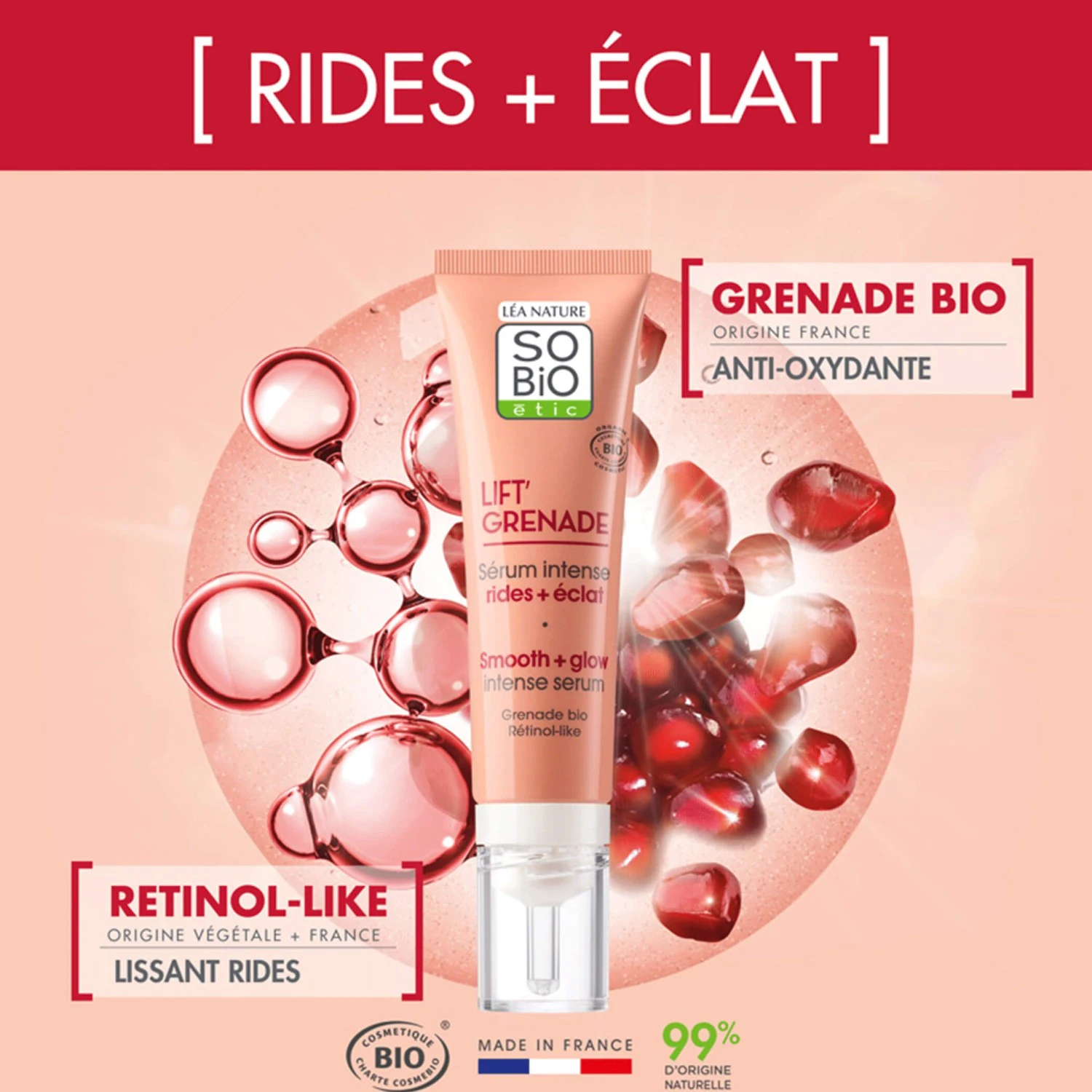 SO BiO étic Intense Wrinkle + Radiance Serum, Lift'Grenade