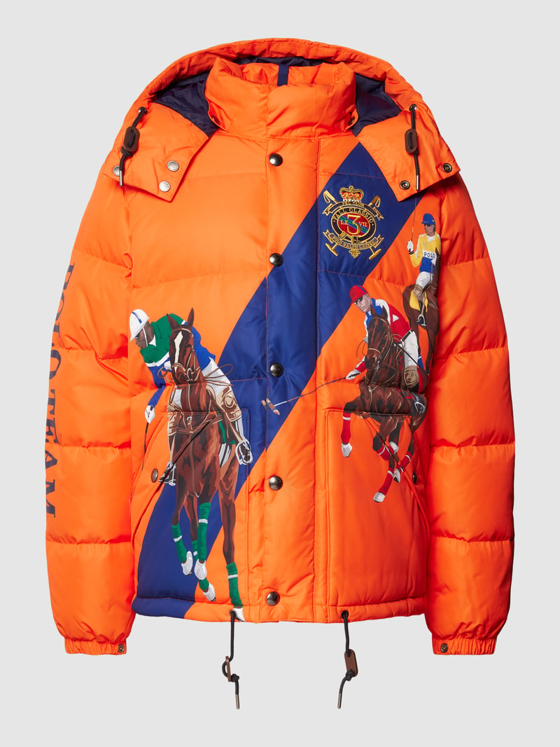 Steppjacke mit Motiv-Print in orange