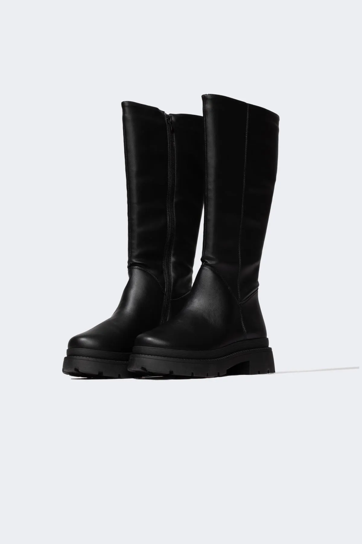 DeFacto  Damen-Winterstiefel aus Kunstleder mit dicker Sohle