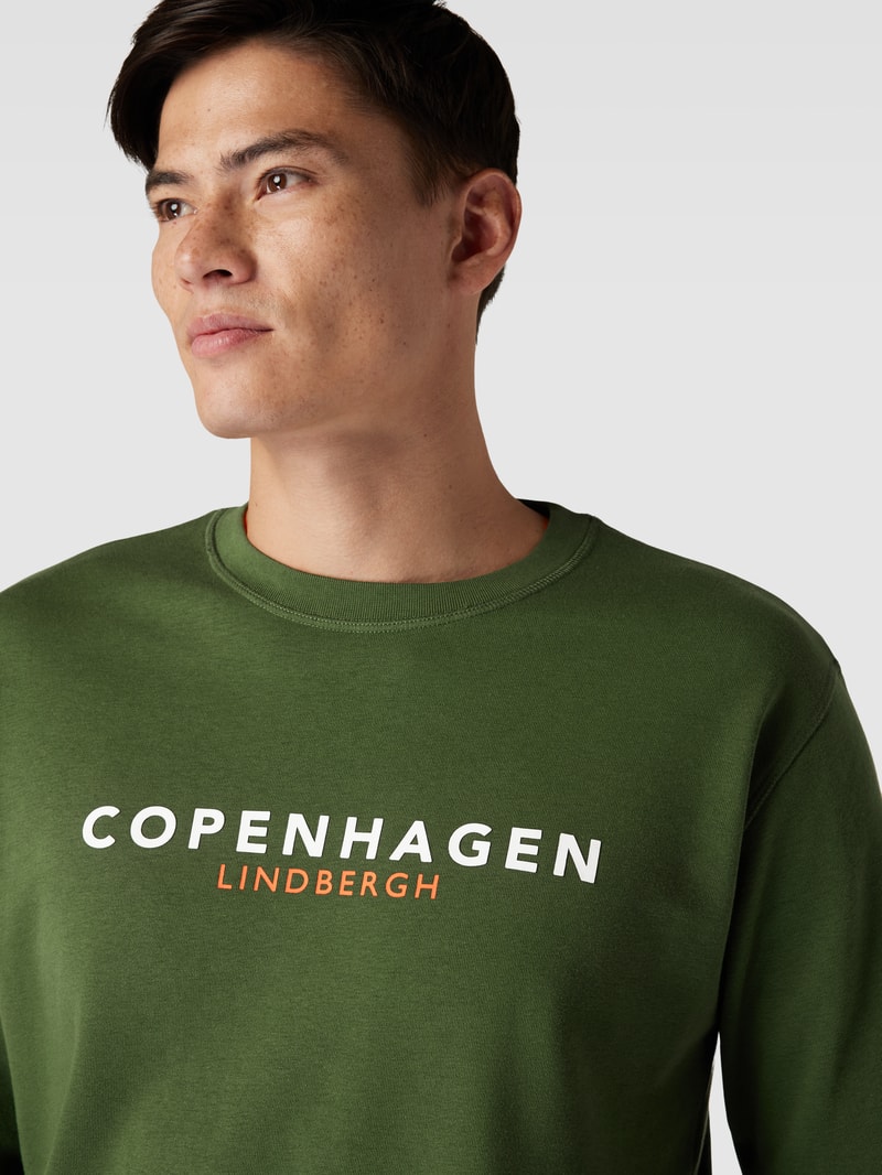 Sweatshirt mit Label-Print in apfelgrün