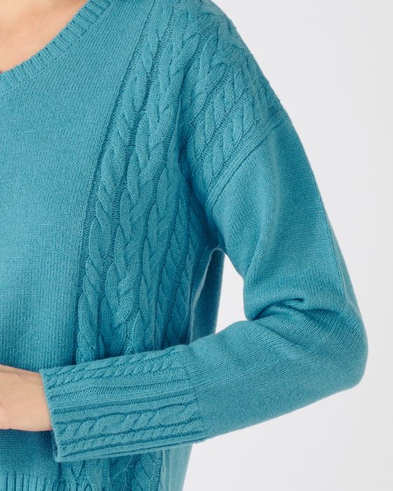 Pull col V à torsades