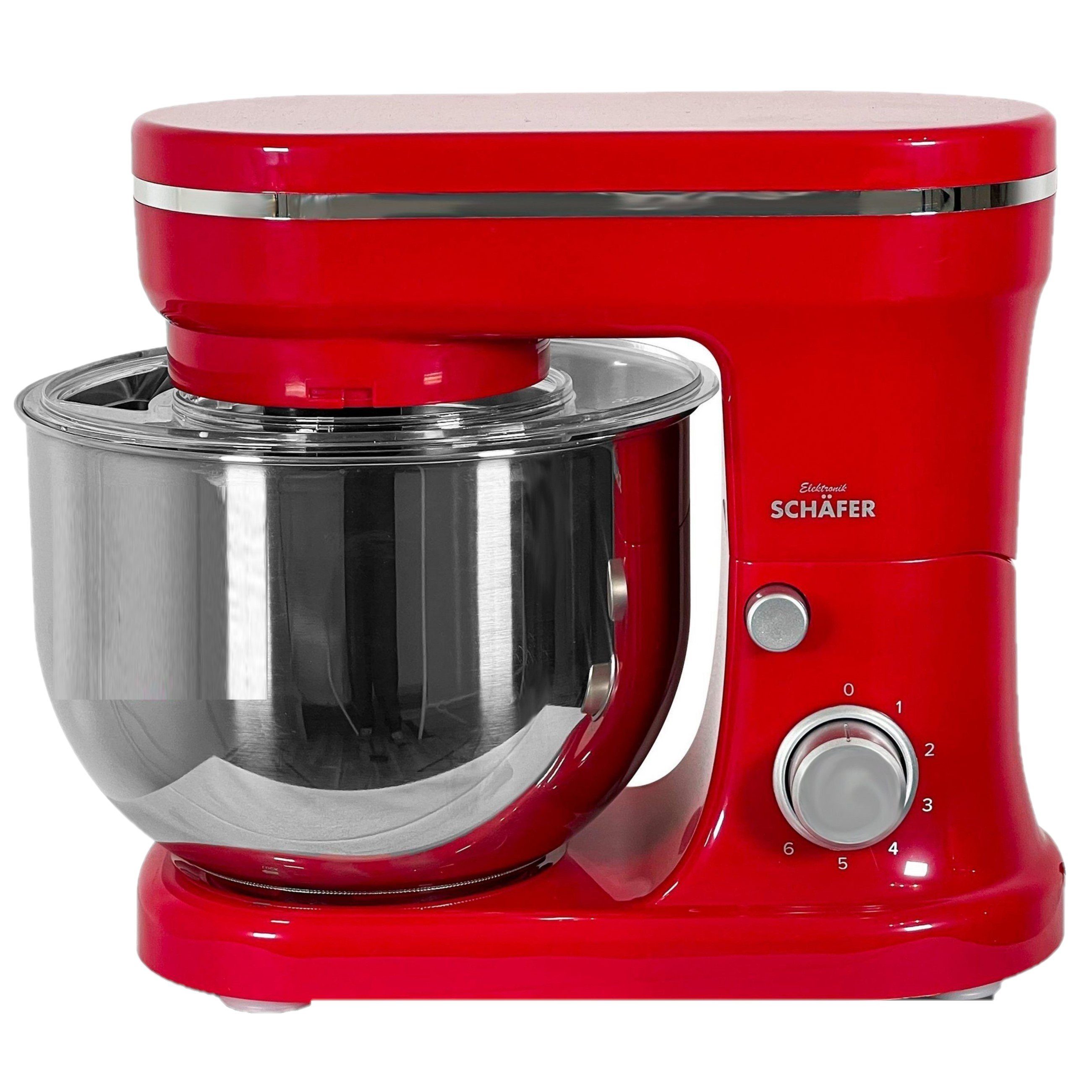 KESSMANN Schäfer Küchenmaschine 6 Stufen Edelstahl Schüssel Knetmaschine Rührgeräte & Mixer Küche, 1200 W, 5,00 l Schüssel, Inkl. 6 Zubehör Maschine für Teig Rührmaschine Knethaken Rührhaken