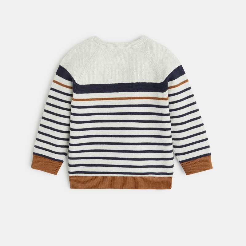Pull rayé tricot fantaisie bleu bébé garçon