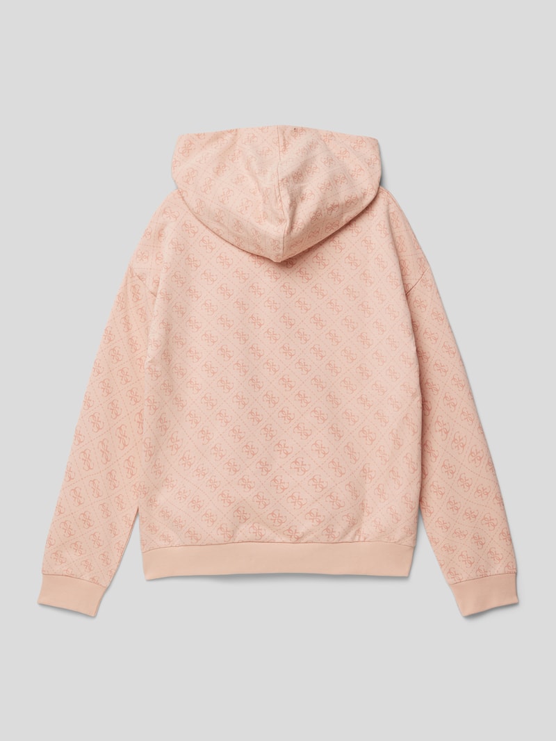 Hoodie mit Allover-Label-Print in hellrosa