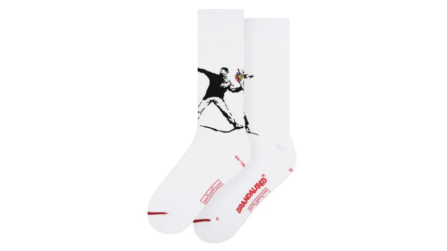 MuseARTa Unisex Socken Banksy Graffiti - Flower Bomber WHITE