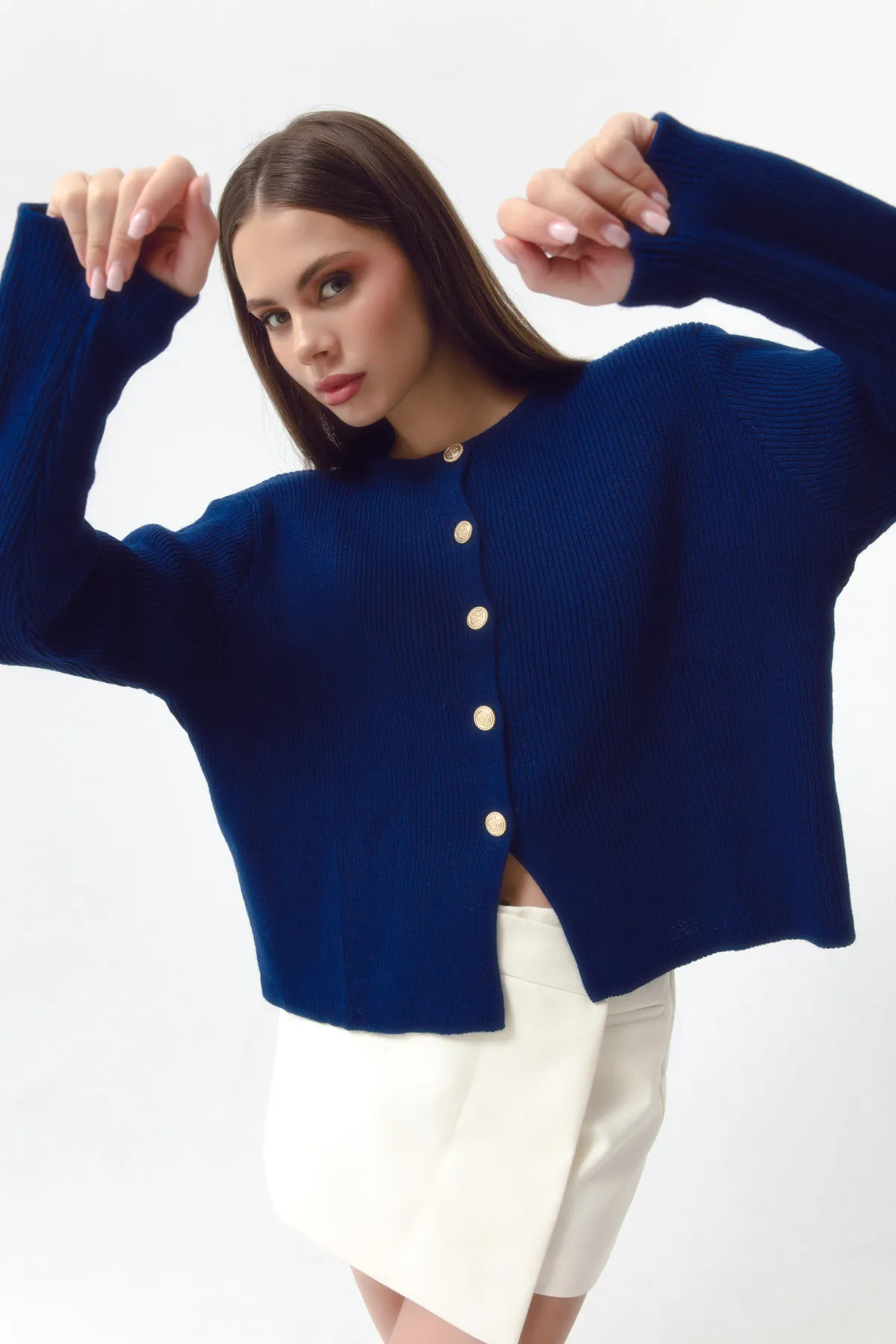 Lafaba  Saks Gold Buttoned Wattierter Cardigan für Damen