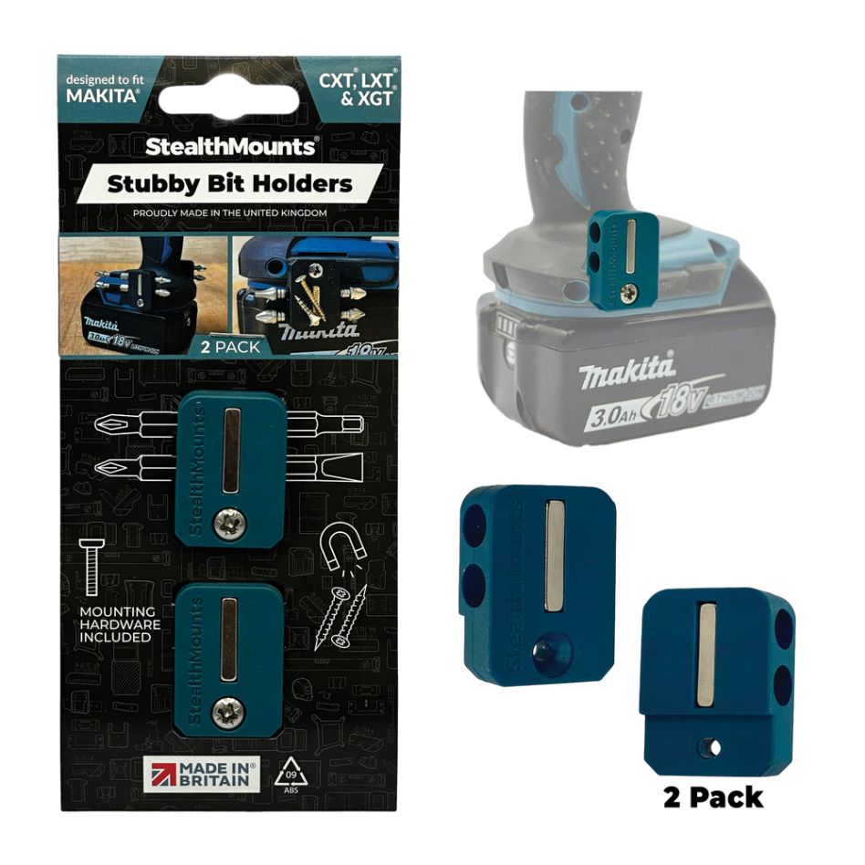 StealthMounts BH-MK-S-BLU-2 Blauwe Bithouder voor Makita (2 Pack)