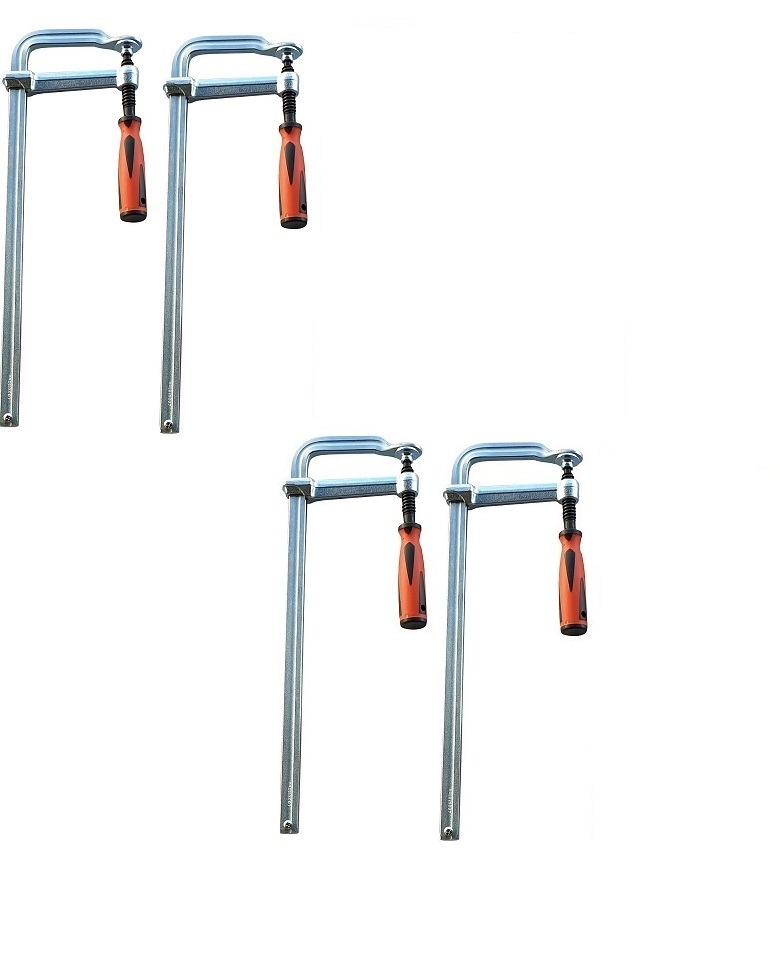 Vago-Tools 4 Stück Profi Ganzstahl Schraubzwinge 300 x 120 mm Tischzwinge Zwingen